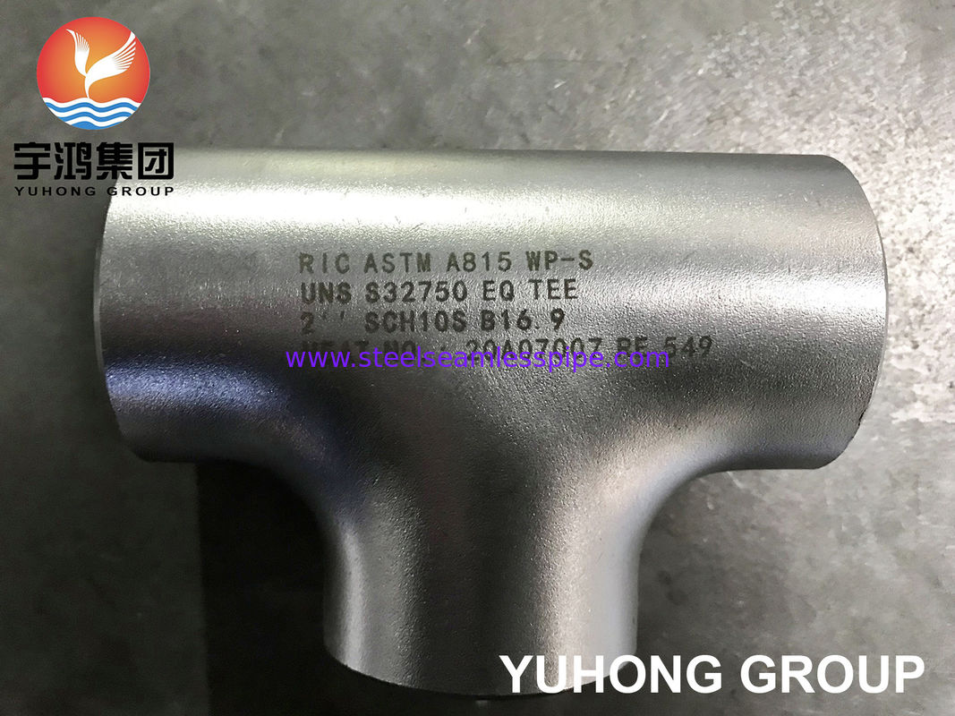 ASTM A815 S32750 슈퍼 듀플렉스 스테인리스 스틸 이퀄 티 염수 서비스 기능 버트 용접 피팅