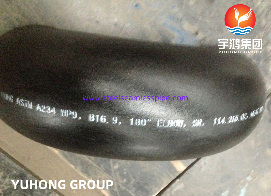 ASTM A234 WP9 180도 회전 팔꿈치 합금 강철 부트웰드 부착