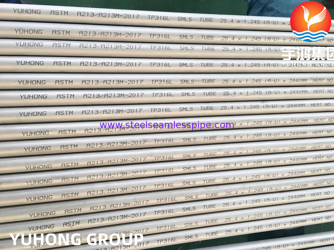 ASTM A213 TP316L S31603 SUS316L 스테인레스 강 이음매 없는 열교환기 튜브