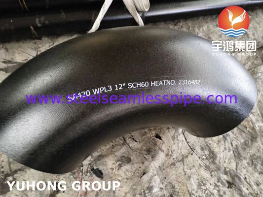 ASTM A420 WPL3 저온 롱 레이디우스 맞대기 용접 엘보 강관 이음쇠