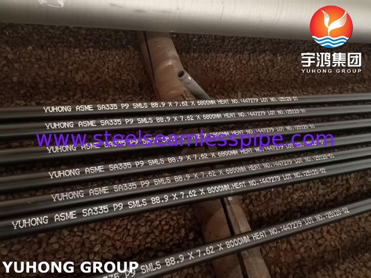 ASTM A335 / ASME SA335 P9 합금 강철 톱니 없는 파이프 검은색 페인트 굽은 끝