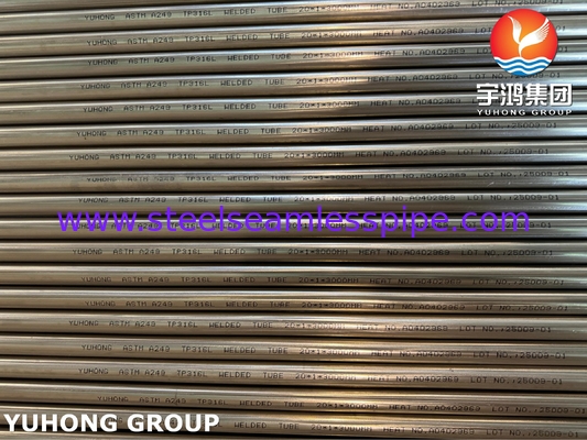 ASTM A249 TP316L 스테인리스 스틸 웰딩 튜브 밝은 앙일러 보일러 슈퍼 히터 열 교환 튜브