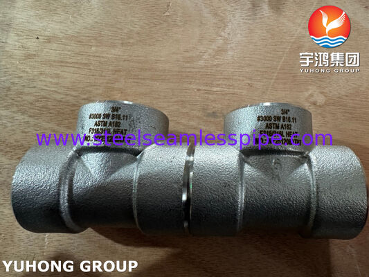 ASTM A182 F316L 스테인리스강 소켓 용접 피팅 B16.11 단조 피팅 SW 등급 티
