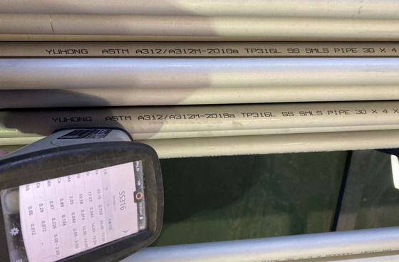 ASME SA312 TP316L 스테인레스 강 이음매 없는 관
