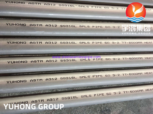 ASME SA312 TP316L 스테인레스 강 이음매 없는 관