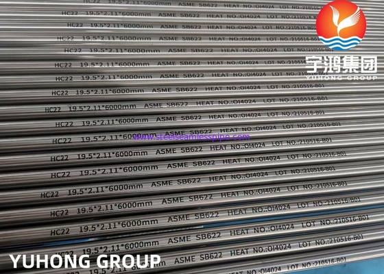 ASME SB622 UNS N06022, 2.4602, 하스텔로이 C22 매듭 없는 니켈 합금 튜브, 밝은 표면