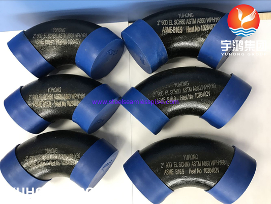 ASTM A860 WPHY60 SCH40 BW B16.9 강관 피팅 블랙 페인팅